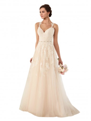 Sleeveless Sweetheart Tulle & Lace A-Line Wedding Dress Brisbane