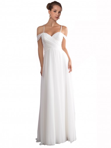 Sleeveless Off the Shoulder Soft Chiffon A-Line Beach Wedding Dress Brisbane