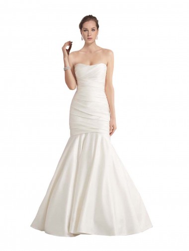 Sleeveless Strapless Low Back Satin Mermaid Beach Wedding Dress Brisbane