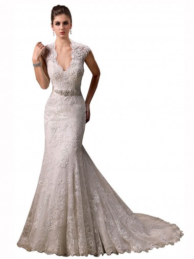 Cap Sleeves Halter Neck Lace Mermaid Wedding Dresses Brisbane