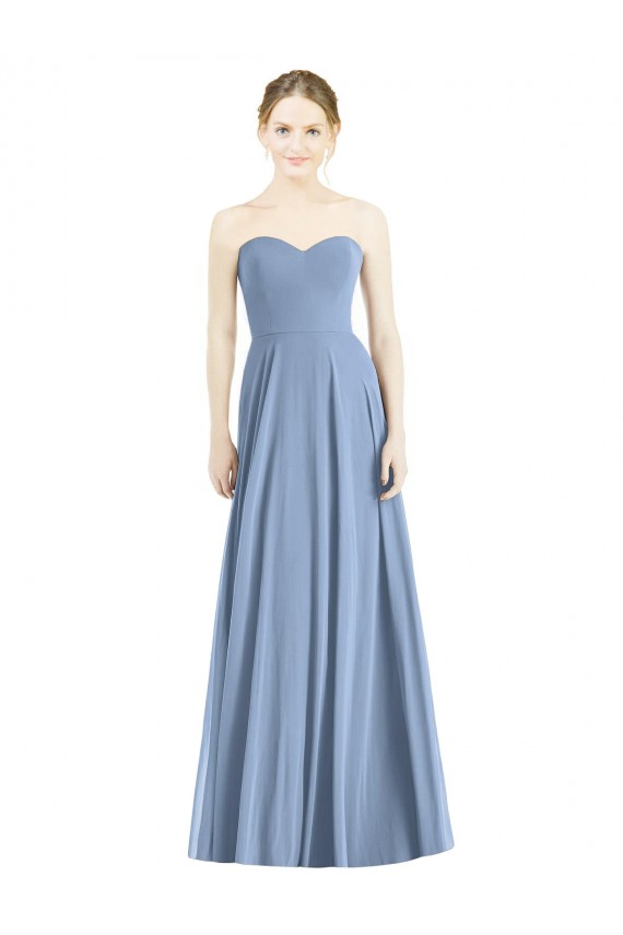 Sleeveless Dusty Blue Sweetheart Soft Chiffon A-Line Evening Dress / Bridesmaid Dress Brisbane