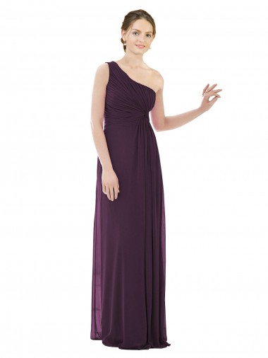 Sleeveless Grape One Shoulder Soft Chiffon A-Line Evening Dress / Bridesmaid Dress Brisbane