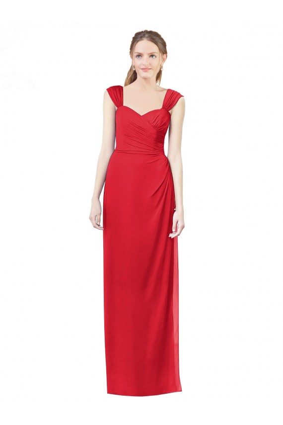 Cap Sleeves Red Sweetheart Soft Chiffon A-Line Formal Dress / Bridesmaid Dress Brisbane