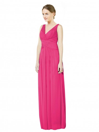 Sleeveless V-Neck Open Back Soft Chiffon A-Line Bridesmaid Dress Brisbane