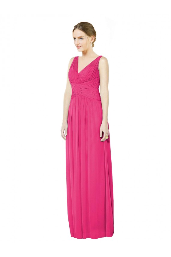 Sleeveless V-Neck Open Back Soft Chiffon A-Line Bridesmaid Dress Brisbane