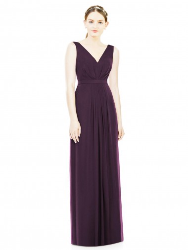 Sleeveless Grape V-Neck Chiffon A-Line Bridesmaid Dress / Evening Dress Brisbane