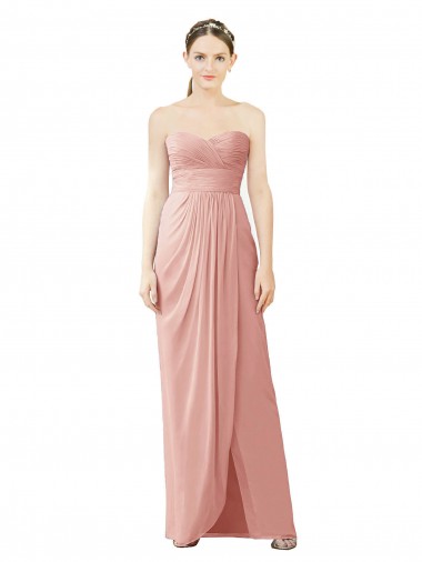 Sleeveless Bliss Pink Sweetheart Soft Chiffon A-Line High Low Bridesmaid Dress Brisbane