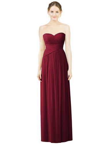 Sleeveless Burgundy Sweetheart Soft Chiffon A-Line Evening Dress / Bridesmaid Dress Brisbane