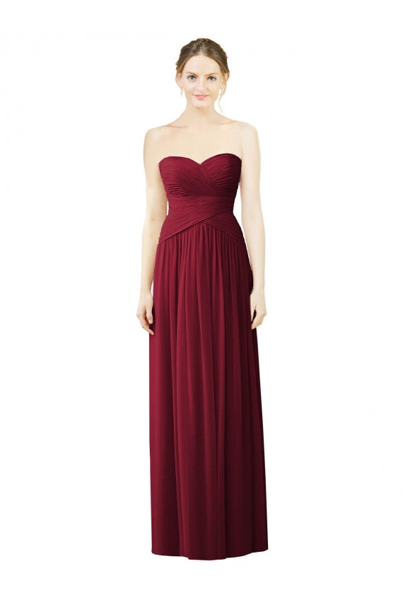 Sleeveless Burgundy Sweetheart Soft Chiffon A-Line Evening Dress / Bridesmaid Dress Brisbane