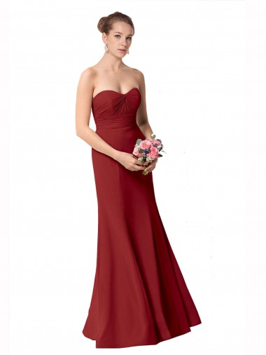 Sleeveless Burgundy Sweetheart Soft Chiffon Mermaid Bridesmaid Dress Brisbane