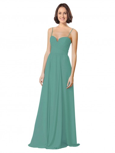 Sleeveless Icelandic Silver Spaghetti Straps Soft Chiffon A-Line Bridesmaid Dress Brisbane