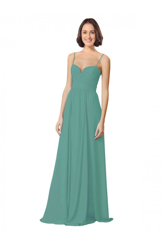 Sleeveless Icelandic Silver Spaghetti Straps Soft Chiffon A-Line Bridesmaid Dress Brisbane