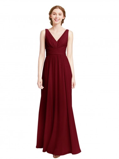 Sleeveless V-Neck Chiffon A-Line Bridesmaid Dress / Evening Gowns Brisbane