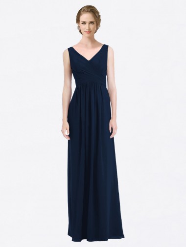 Sleeveless V-Neck Low Back Soft Chiffon A-Line Evening Gowns / Bridesmaid Dress Brisbane