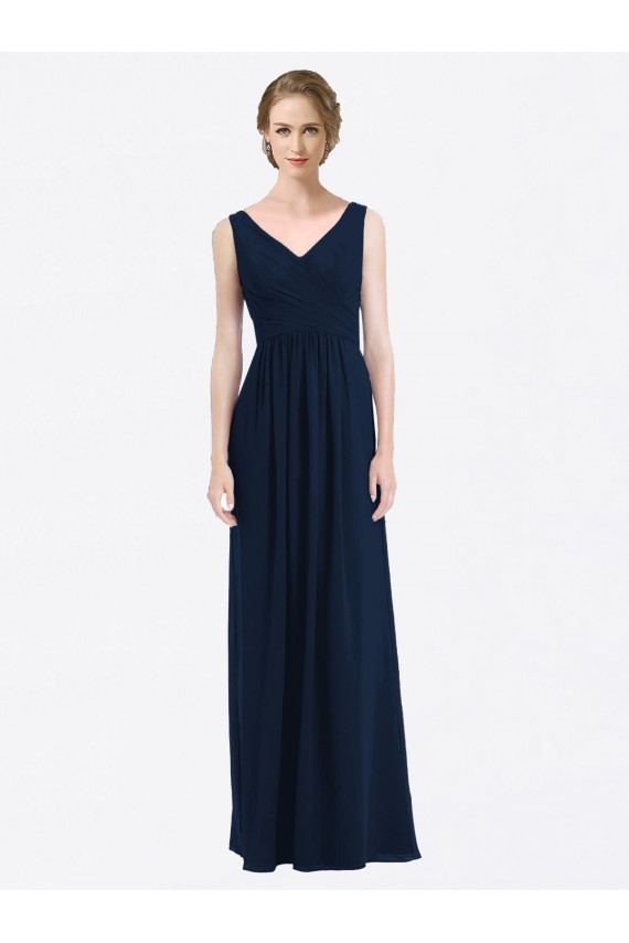 Sleeveless V-Neck Low Back Soft Chiffon A-Line Evening Gowns / Bridesmaid Dress Brisbane