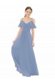 Cap Sleeves V-Neck Lxue Chiffon A-Line Bridesmaid Dress Brisbane