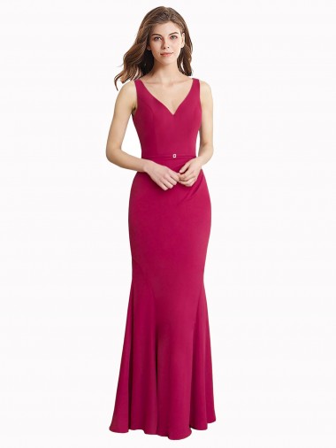 Sleeveless V-Neck V-Back Soft Chiffon Mermaid Prom Dress / Bridesmaid Dress Brisbane