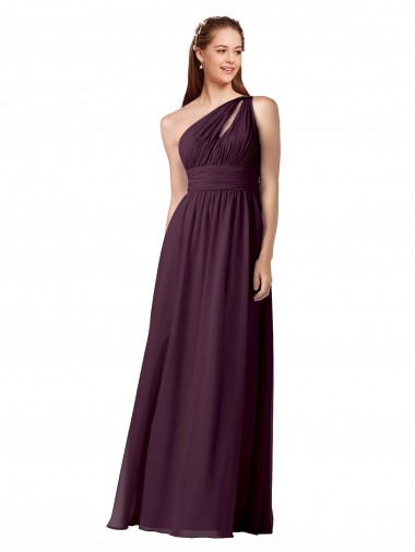 Sleeveless Grape One Shoulder Chiffon A-Line Bridesmaid Dress Brisbane