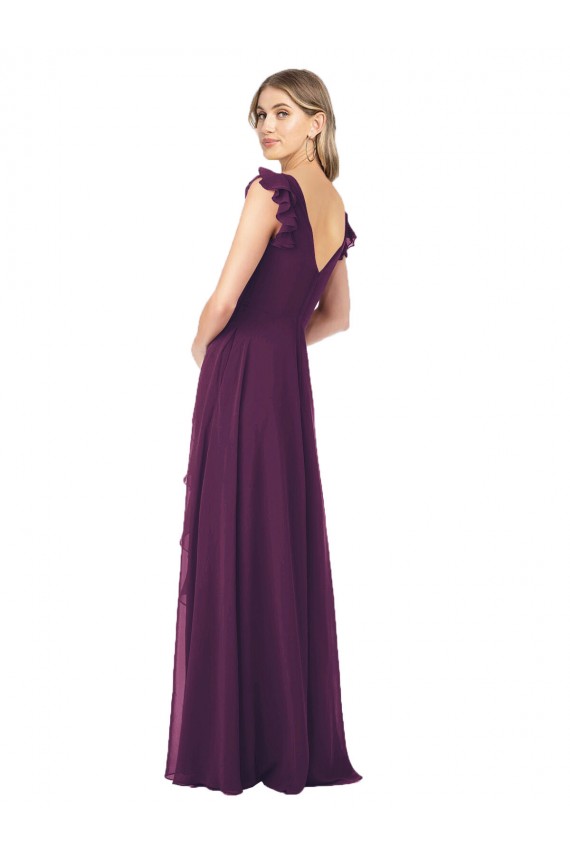 Cap Sleeves V-Neck Soft Chiffon A-Line Formal Dress / Bridesmaid Dress Brisbane