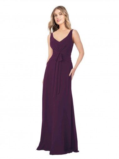 Sleeveless Grape V-Neck Chiffon A-Line Bridesmaid Dress Brisbane