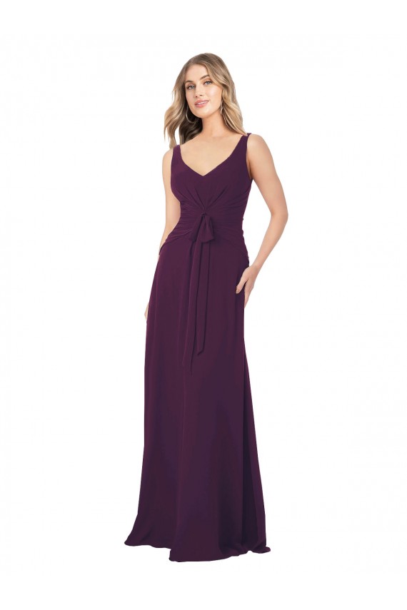 Sleeveless Grape V-Neck Chiffon A-Line Bridesmaid Dress Brisbane