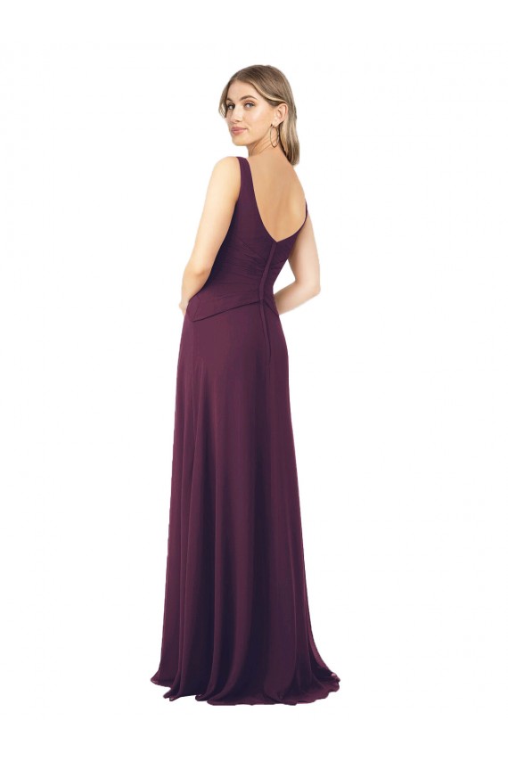 Sleeveless Grape V-Neck Chiffon A-Line Bridesmaid Dress Brisbane