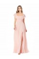 Cap Sleeves Square Neck Soft Chiffon A-Line Formal Dress / Bridesmaid Dress Brisbane