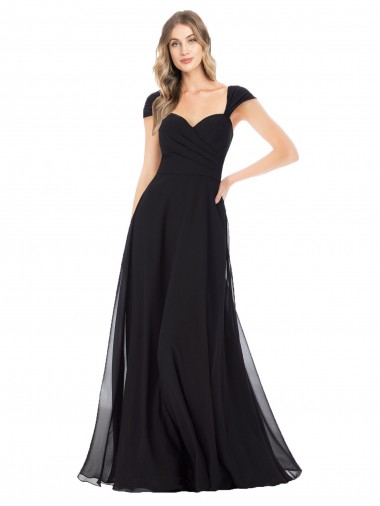 Cap Sleeves Sweetheart Soft Chiffon A-Line Bridesmaid Dress Brisbane