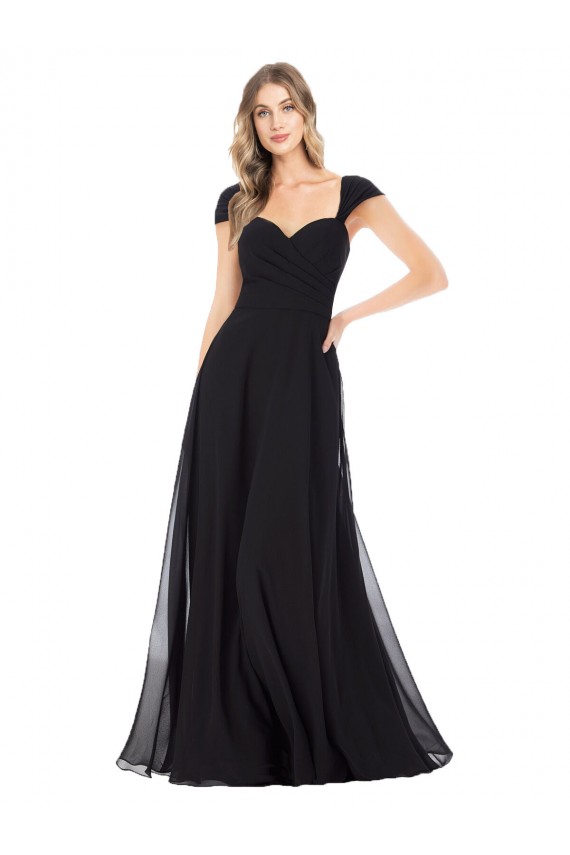 Cap Sleeves Sweetheart Soft Chiffon A-Line Bridesmaid Dress Brisbane