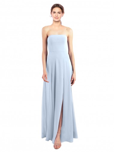 Sleeveless Light Sky Blue Strapless Soft Chiffon A-Line Bridesmaid Dress Brisbane