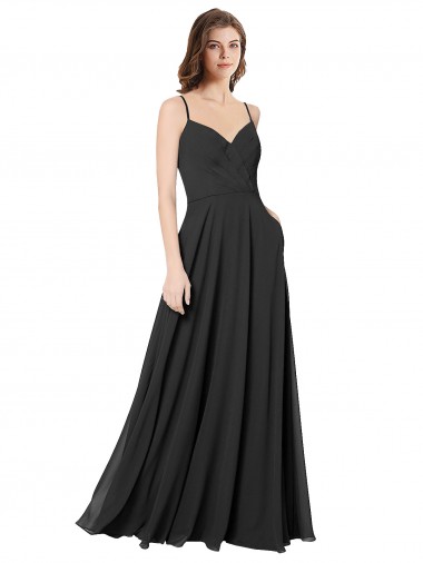 Sleeveless Black Sweetheart Open Back Chiffon A-Line Formal Dress / Bridesmaid Dress Brisbane