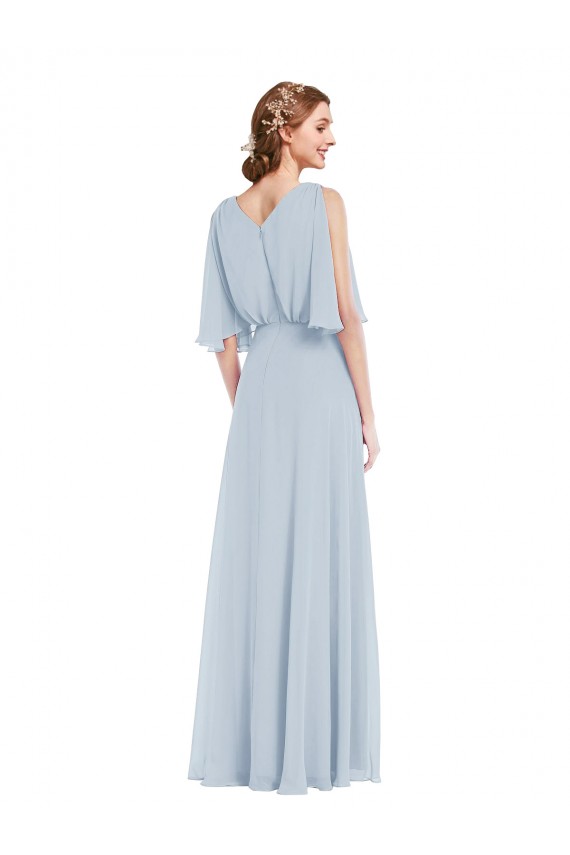 Half Sleeves V-Neck Soft Chiffon A-Line Evening Gown / Bridesmaid Dress Brisbane