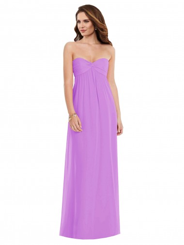 Sleeveless Violet Sweetheart Low Back Soft Chiffon A-Line Semi Formal Evening Dress / Bridesmaid Dress Brisbane