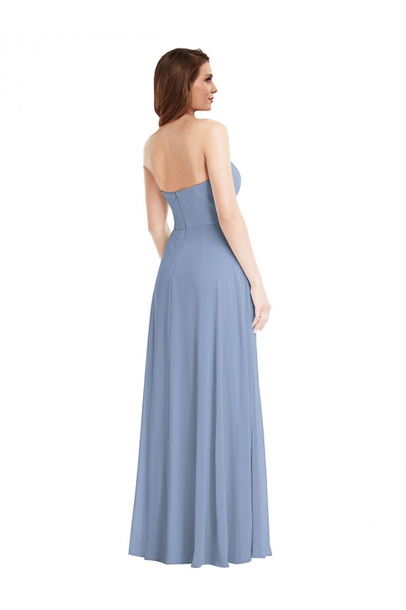 Sleeveless Strapless Soft Chiffon A-Line Semi Formal Evening Dress / Bridesmaid Dress Brisbane