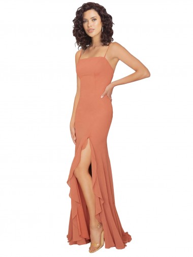 Sleeveless Square Neck V-Back Soft Chiffon A-Line Bridesmaid Dress Brisbane