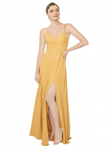 Sleeveless V-Neck Open Back Chiffon A-Line Bridesmaid Dress / Evening Dress Brisbane