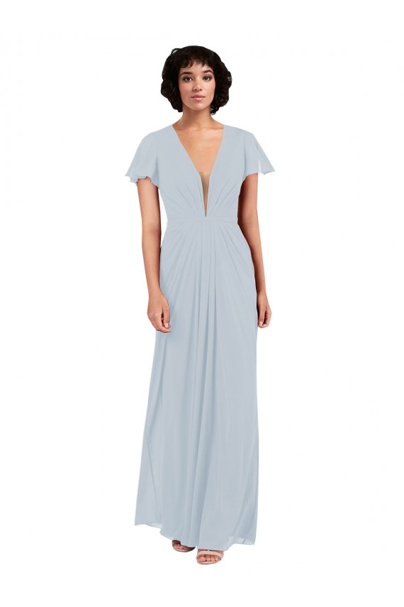 Cap Sleeves V-Neck Soft Chiffon A-Line Bridesmaid Dress / Formal Dress Brisbane