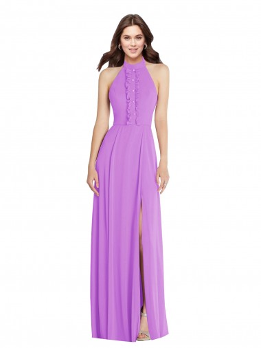 Sleeveless Halter Neck Backless Soft Chiffon A-Line Formal Evening Gown / Bridesmaid Dress Brisbane