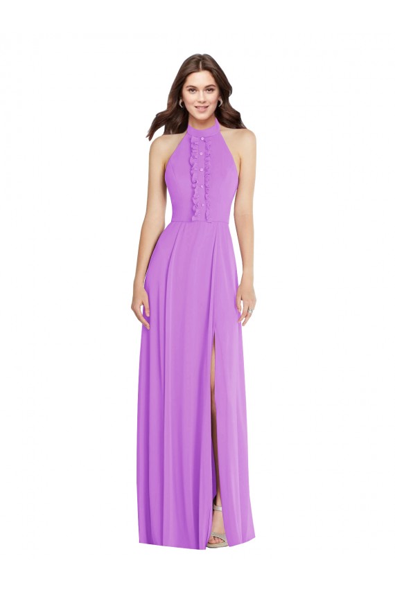 Sleeveless Halter Neck Backless Soft Chiffon A-Line Formal Evening Gown / Bridesmaid Dress Brisbane