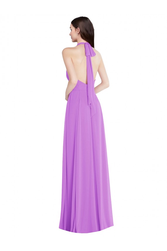 Sleeveless Halter Neck Backless Soft Chiffon A-Line Formal Evening Gown / Bridesmaid Dress Brisbane