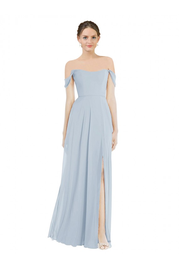 Flounce Sleeves Off the Shoulder Soft Chiffon A-Line Semi Formal Evening Dress / Bridesmaid Dress Brisbane