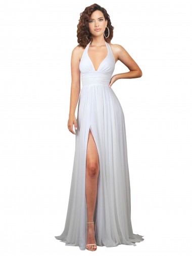 Sleeveless V-Neck Low Back Soft Chiffon A-Line Beach Wedding Dress Brisbane