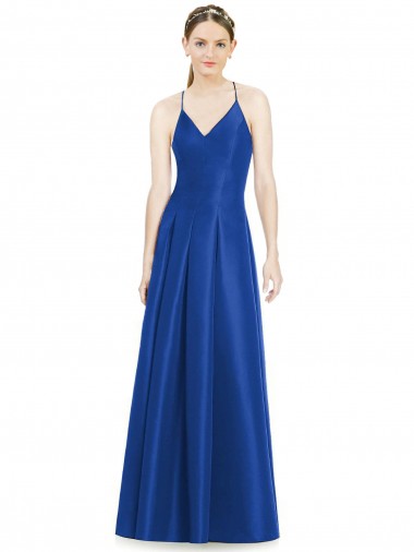 Sleeveless Spaghetti Straps Criss Cross Open Back Satin A-Line Bridesmaid Dress Brisbane