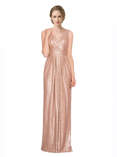 Sleeveless V-Neck Sequin Sheath Bridesmaid Dress / Evening Dress Brisbane