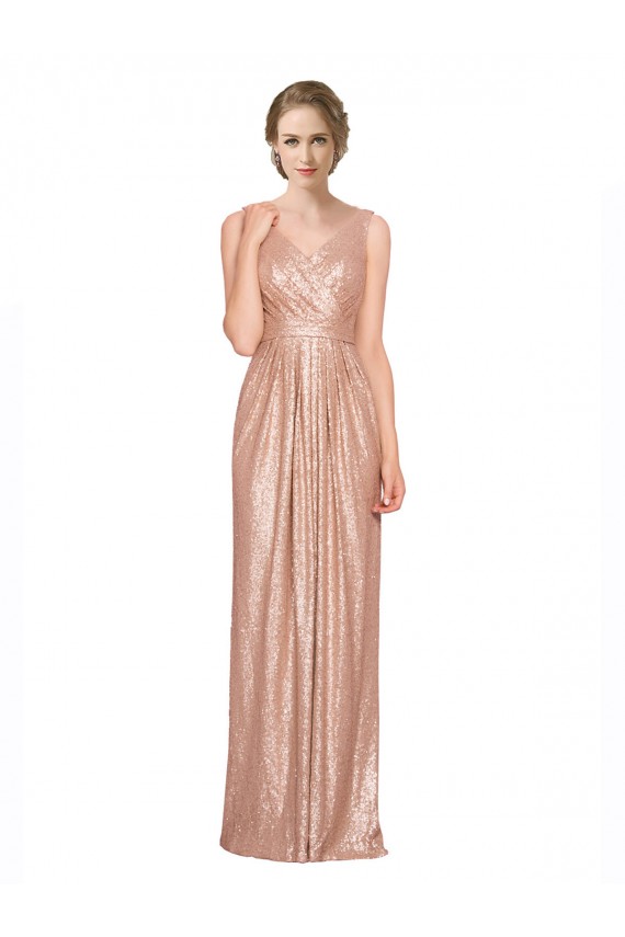 Sleeveless V-Neck Sequin Sheath Bridesmaid Dress / Evening Dress Brisbane