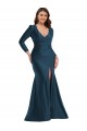 Long Sleeves V-Neck Silk like Satin Mermaid Formal Plus Size Evening Gown / Prom Dress / Bridesmaid Dress Brisbane