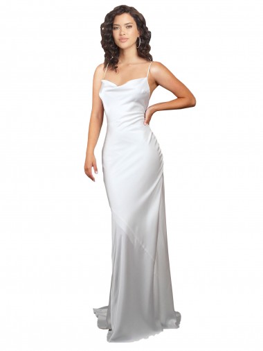 Sleeveless Cowl Neck Criss Cross Open Back Silk like Satin Sheath Beach Wedding Dresses Brisbane