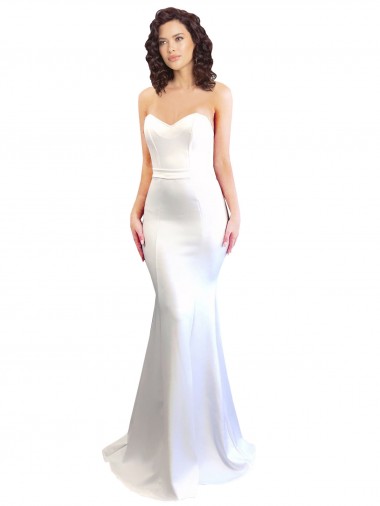 Sleeveless White Sweetheart Low Back Stretch Crepe Mermaid Formal Evening Gown / Prom Dress / Bridesmaid Dress Brisbane