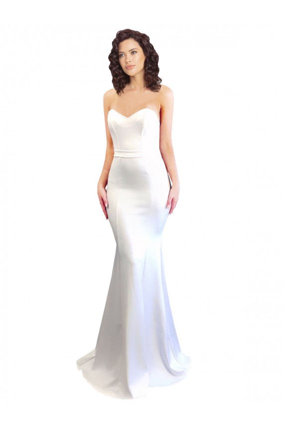 Sleeveless White Sweetheart Low Back Stretch Crepe Mermaid Formal Evening Gown / Prom Dress / Bridesmaid Dress Brisbane