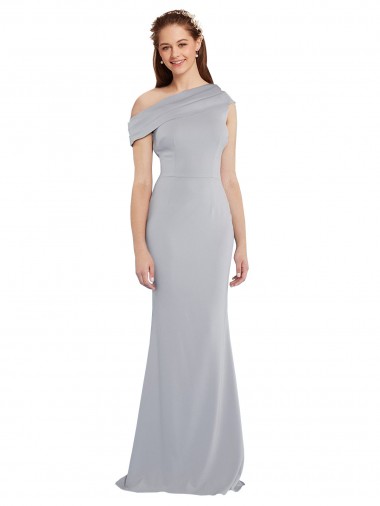 Sleeveless Grey One Shoulder Stretch Crepe Mermaid Formal Dress / Bridesmaid Dress Brisbane